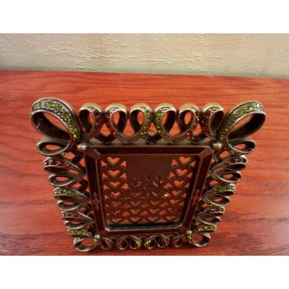Frame Picture Photo Tizo Italy Jeweled Heart Swarovski Crystal Small Signed Vtg - Picture 3 of 6